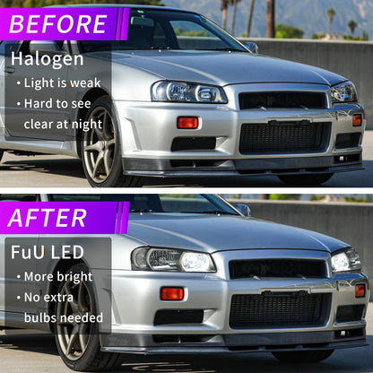 Archaic OE-Style Halogen Headlights for Nissan Skyline R34 1998–2002