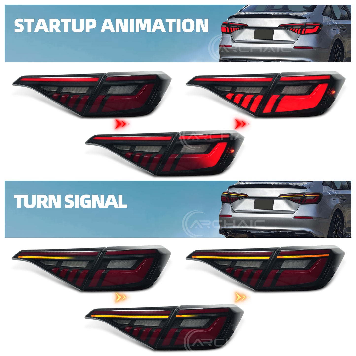 Para Honda Civic 11ª generación Sedán 2021-2023 Conjunto de luces traseras LED | Luz intermitente secuencial
