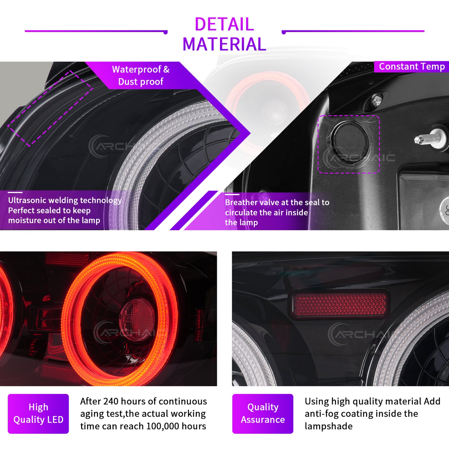 Archaic Full LED Tail Lights for Mazda MX-5 Miata NB 1998–2005, 3D Animation DRL, JDM Design, Plug & Play, Pair