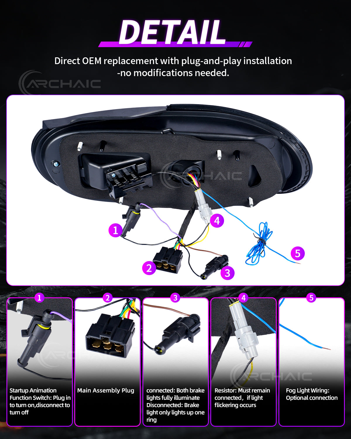 Suitable for Mazda Miata NA full LED (RGB) taillight assembly (light smoke color) has passed E-mark certification