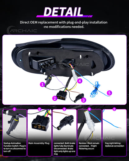 Suitable for Mazda Miata NA full LED (RGB) taillight assembly (light smoke color) has passed E-mark certification