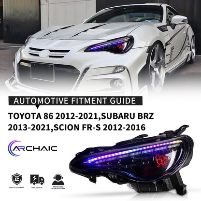 RGB Headlight Assembly for 2012-2016 Scion FR-S 2012-2021 Toyota 86 2013-2021 Subaru BRZ