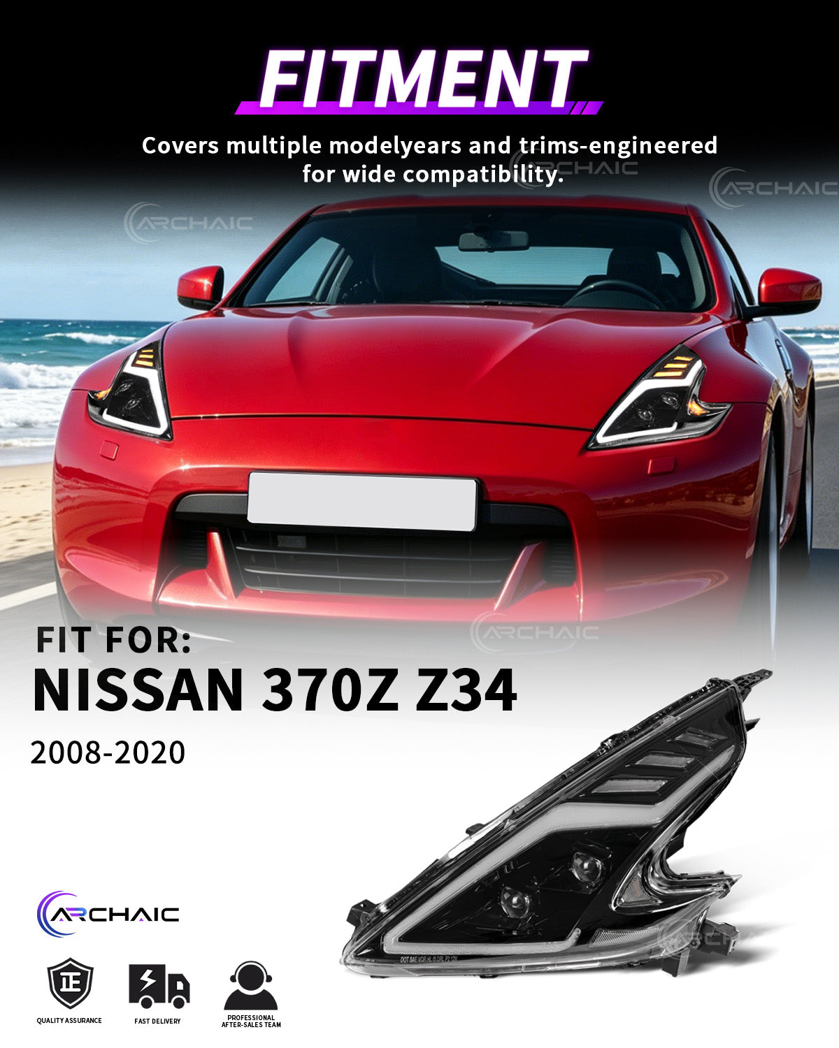 Nissan 370Z Z34 LED Headlights | RGB & Sequential – Archaiclighting