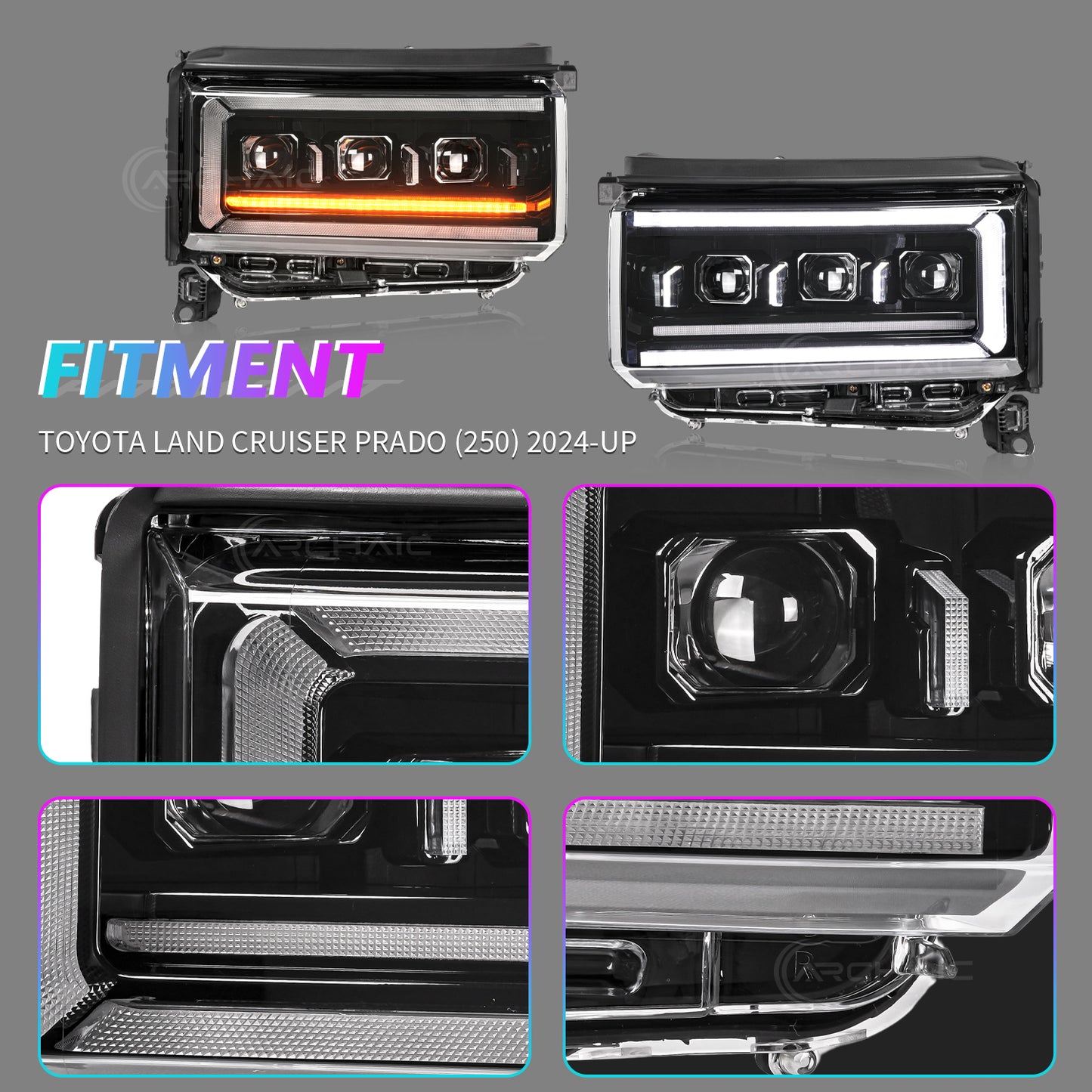 Faros LED de mejora para Toyota Land Cruiser LC250 2025+ | DRL RGB ajuste OEM