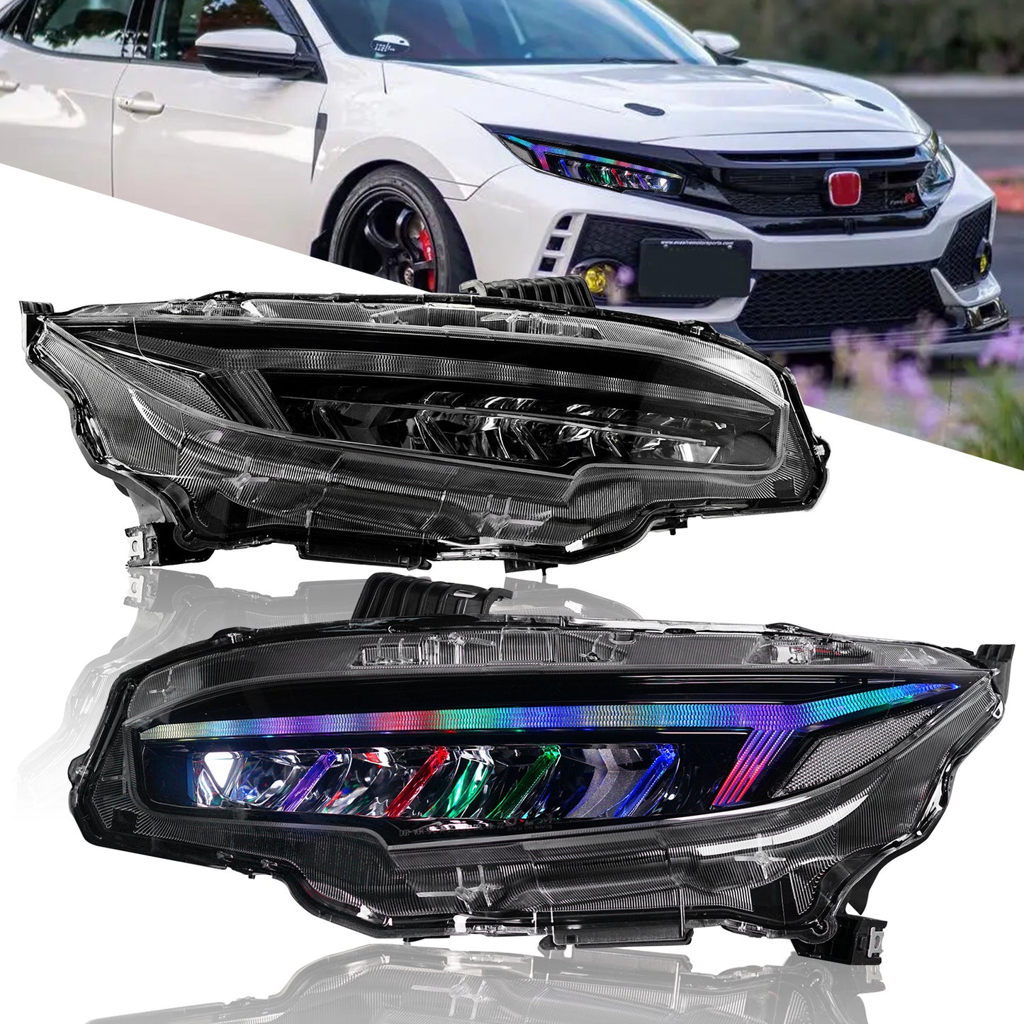 RGB Headlights Assembly For 10th Gen Honda Civic 2016-2021