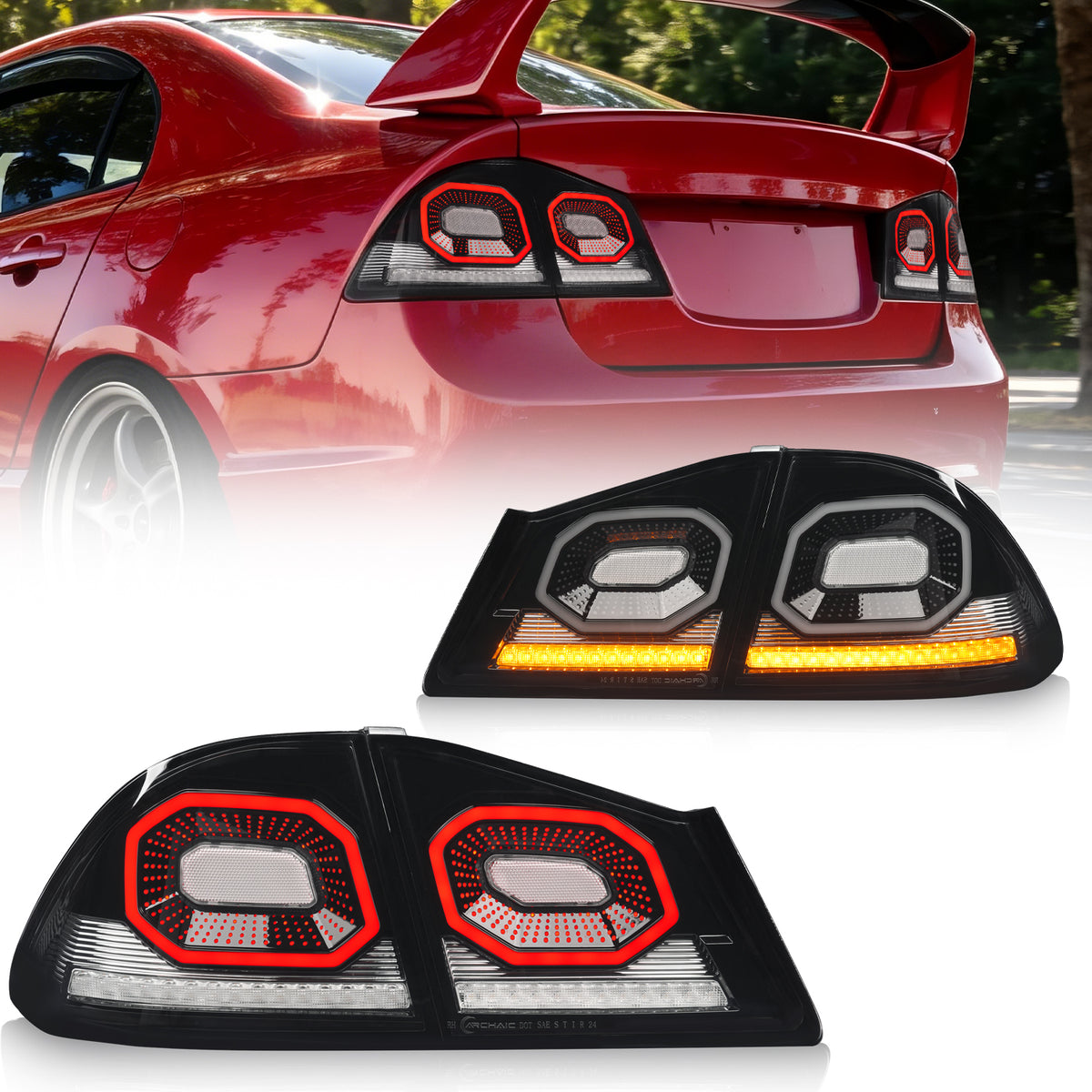 "Diamond signature" LED Tail Lights for Honda Civic FD2 2007–2010 | Dynamic Startup