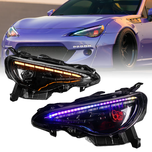 RGB Headlight Assembly for 2012-2016 Scion FR-S 2012-2021 Toyota 86 2013-2021 Subaru BRZ