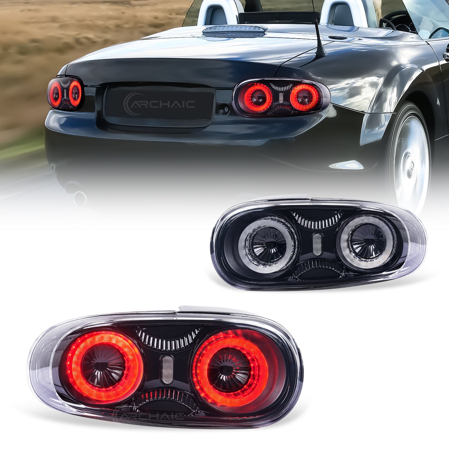 Archaic Full LED Tail Lights Assembly 2005–2015 Fit Mazda MX-5 Miata NC NC2 NC3 | E-Mark Certified Upgrade