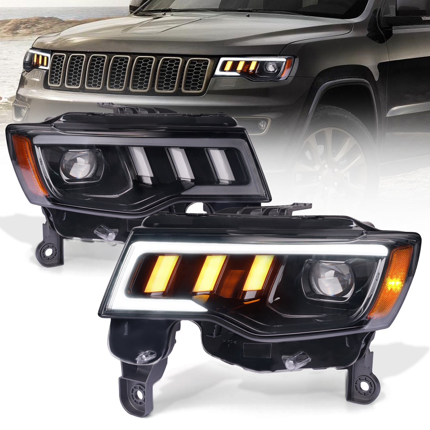 LED Projector Headlights Assembly For Jeep Grand Cherokee 2017-2021