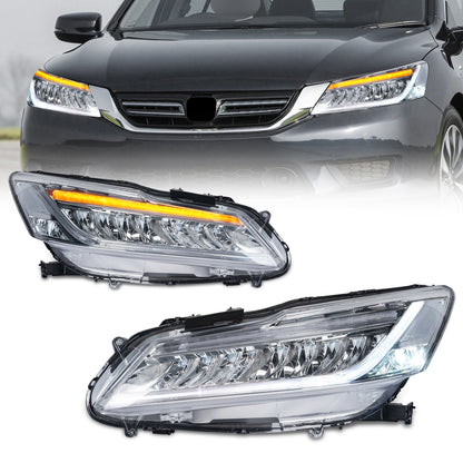 Full LED Headlights for  Honda Accord 2013-2017, Suitable for 9th Generation Driver + Passenger Side Pair