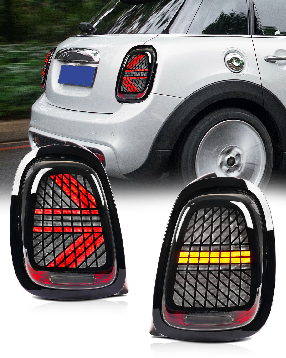 Archaic Smoked & Red LED Tail Lights for Mini Cooper F55 F56 F57