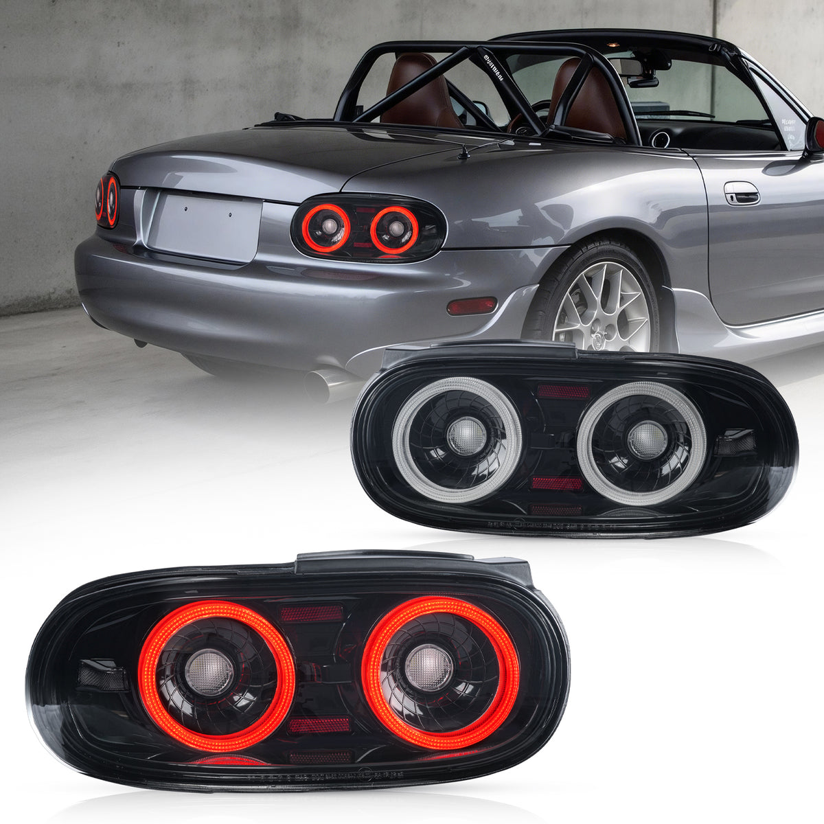 Archaic Full-LED Tail Lights for Mazda MX-5 Miata NA 1989–1997 | Smoke Edition
