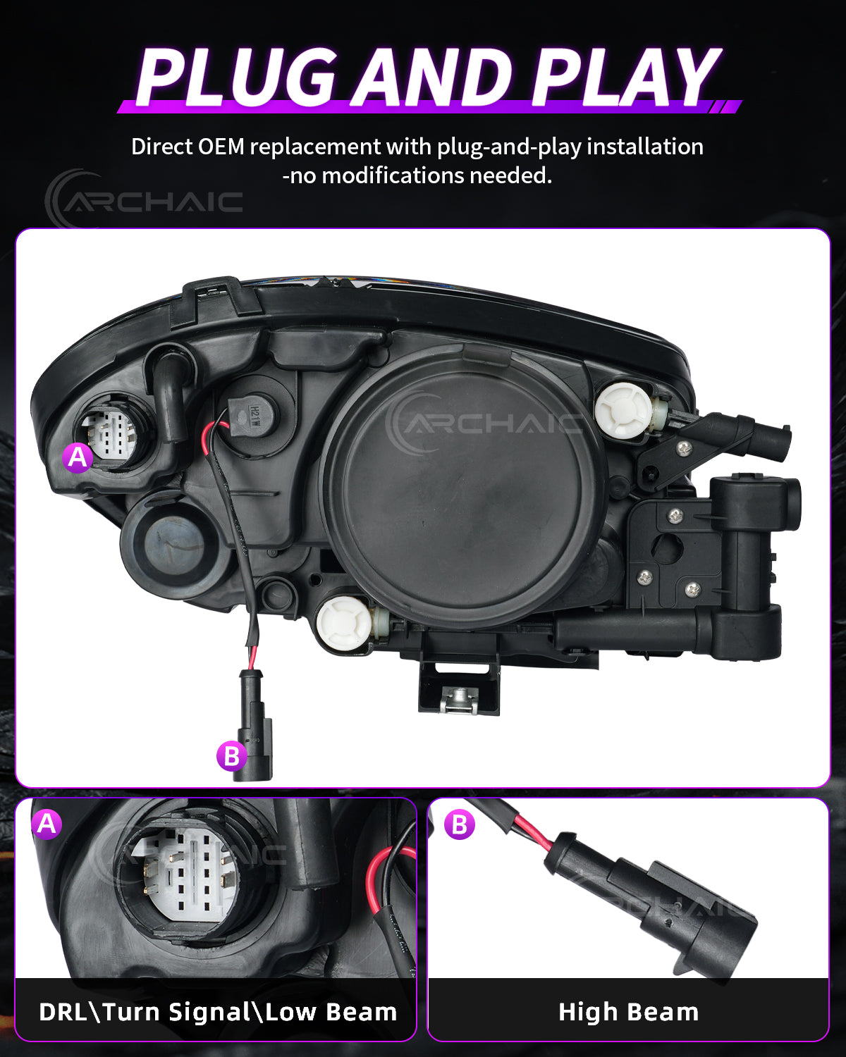 Ferrari F430 Carbon Fiber Wrapped Bi-Xenon Projector Headlights – E-Mark & DOT Certified OEM+ Upgrade