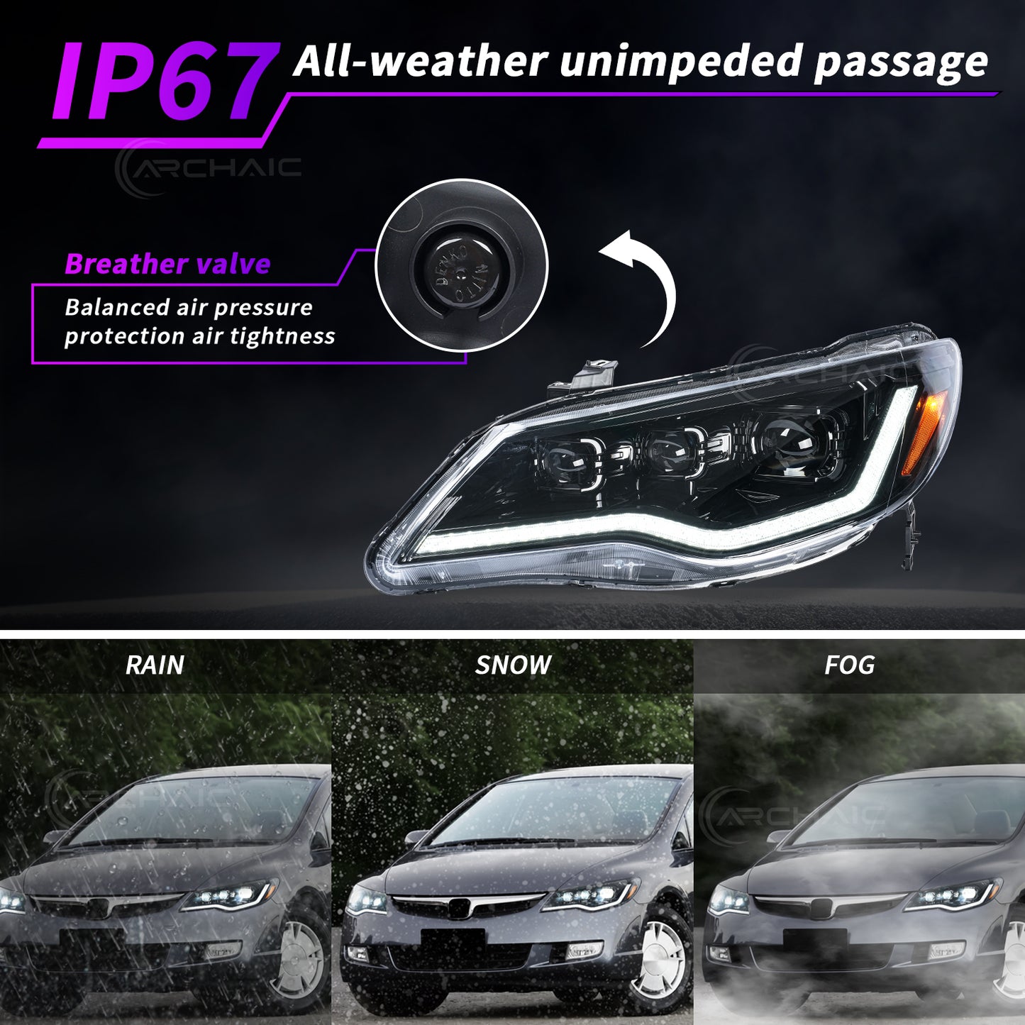 Aftermarket LED Headlights for Honda Civic FD1 FD2 Type R 2006–2012 | LHD/RHD Compatible Projector Front Lamp Replacement