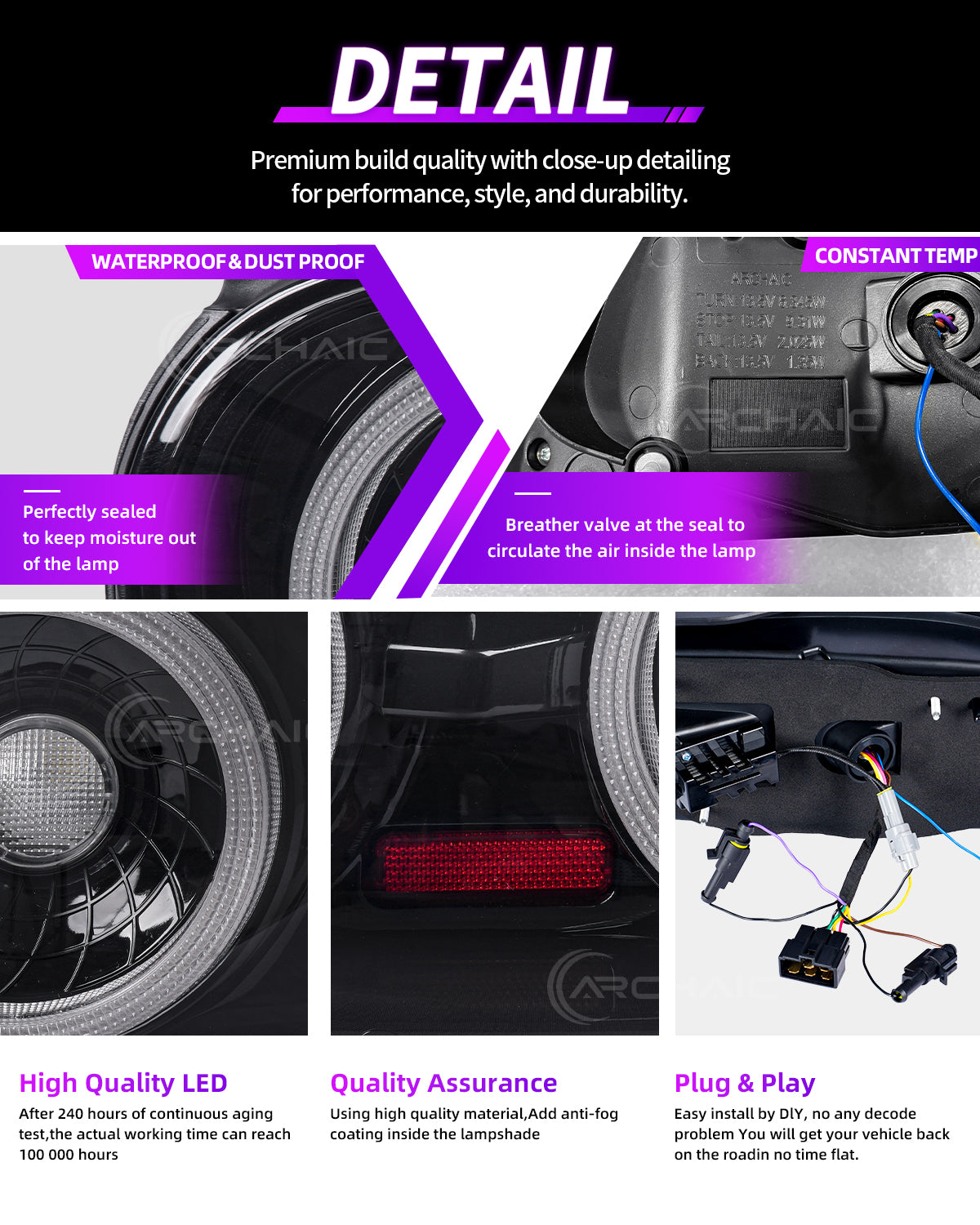 Suitable for Mazda Miata NA full LED (RGB) taillight assembly (light smoke color) has passed E-mark certification
