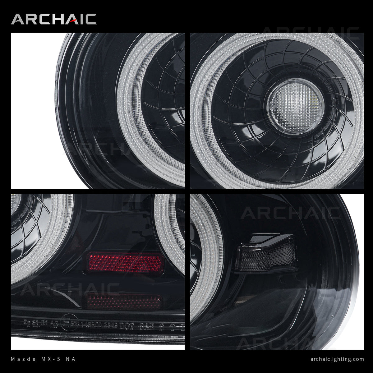 Archaic Full-LED Tail Lights for Mazda MX-5 Miata NA 1989–1997 | Smoke Edition