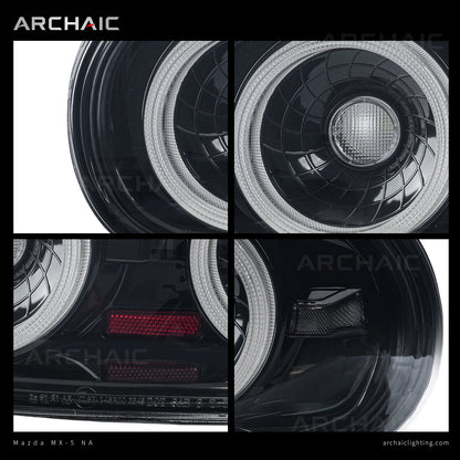 Archaic Full-LED Tail Lights for Mazda MX-5 Miata NA 1989–1997 | Smoke Edition
