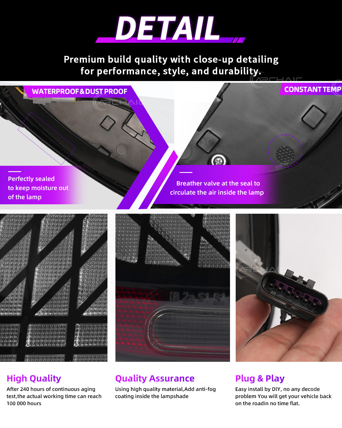 Mini Cooper F55 F56 F57 LED Tail Lights 2014–2024 | Sequential Turn Signal Rear Lamps by Archaic | Smoked & Red Options