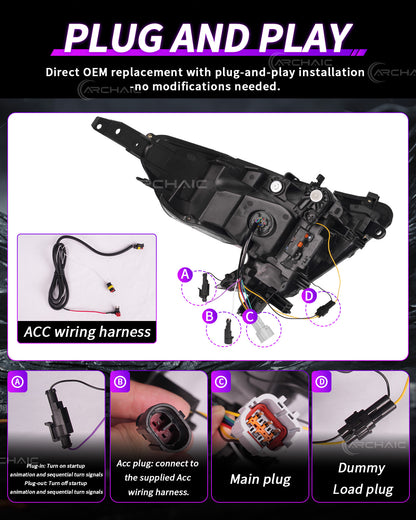 Archaic RGB LED Headlights For Nissan 370Z Z34 2009–2020 with App Control
