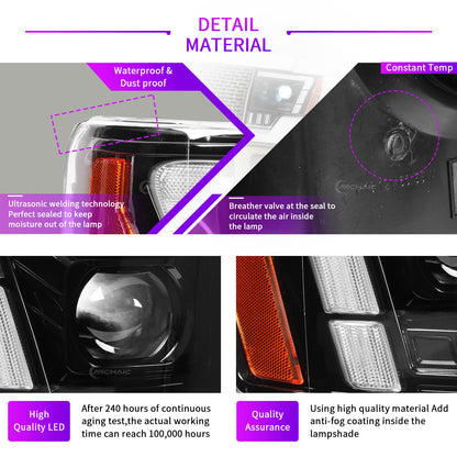 Full LED Headlights for 2009–2014 Ford F-150 & SVT Raptor | Amber/White DRL