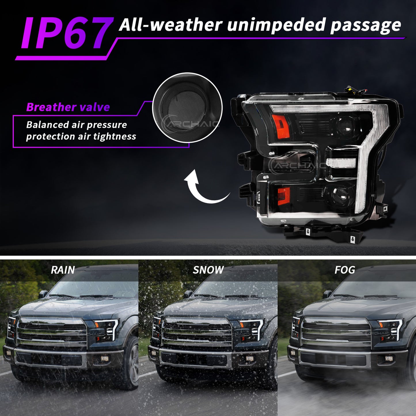 Full LED Headlights for 2015–2017 Ford F-150 & 2017–2020 Raptor | Startup Animation