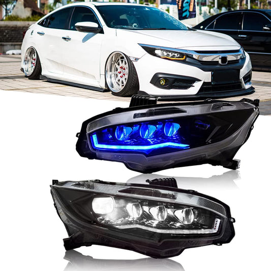 Full LED Headlights Assembly For 10th Gen Honda Civic 2016-2022