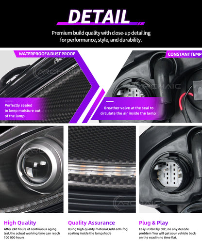 Ferrari F430 Carbon Fiber Wrapped Bi-Xenon Projector Headlights – E-Mark & DOT Certified OEM+ Upgrade