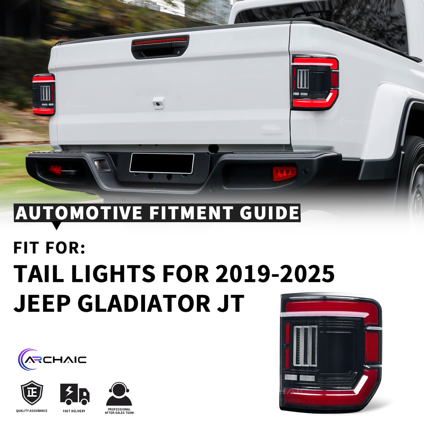 LED Tail Lights for Jeep Gladiator JT (2020–2025) – Light Tea Smoked Lens (US Spec)