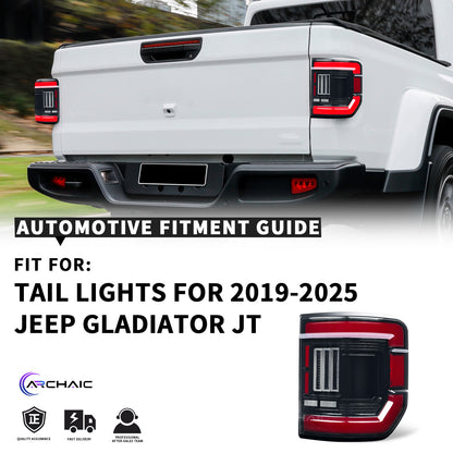 LED Tail Lights for Jeep Gladiator JT (2020–2025) – Light Tea Smoked Lens (US Spec)