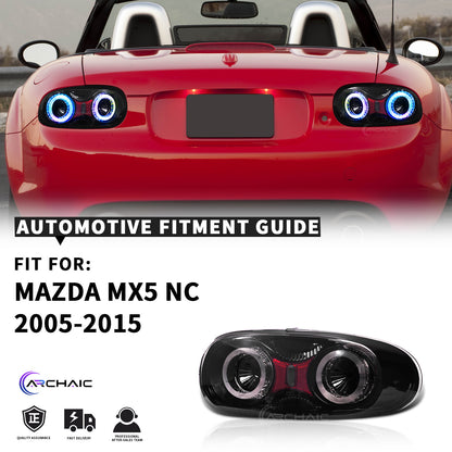 Archaic RGB LED Tail Lights for Mazda MX-5 Miata NA (1989-1997) with Reflectors | E-Mark Certified, APP Controlled, Plug & Play