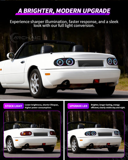 Suitable for Mazda Miata NA full LED (RGB) taillight assembly (light smoke color) has passed E-mark certification