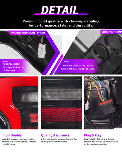 Luces traseras LED para Ford F-150 2015-2020 y Raptor 2017-2020 | Intermitente secuencial, animación de inicio, luces traseras LED completas, compatible con halógenas y LED OEM