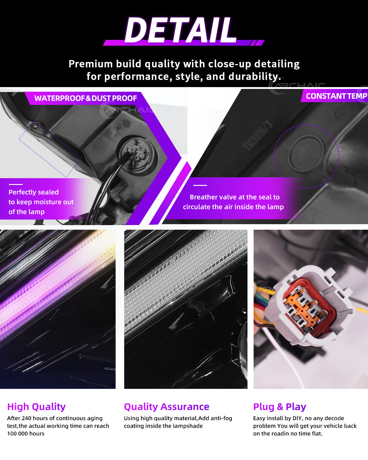 Archaic RGB LED Headlights For Nissan 370Z Z34 2009–2020 with App Control