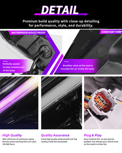 Archaic RGB LED Headlights For Nissan 370Z Z34 2009–2020 with App Control