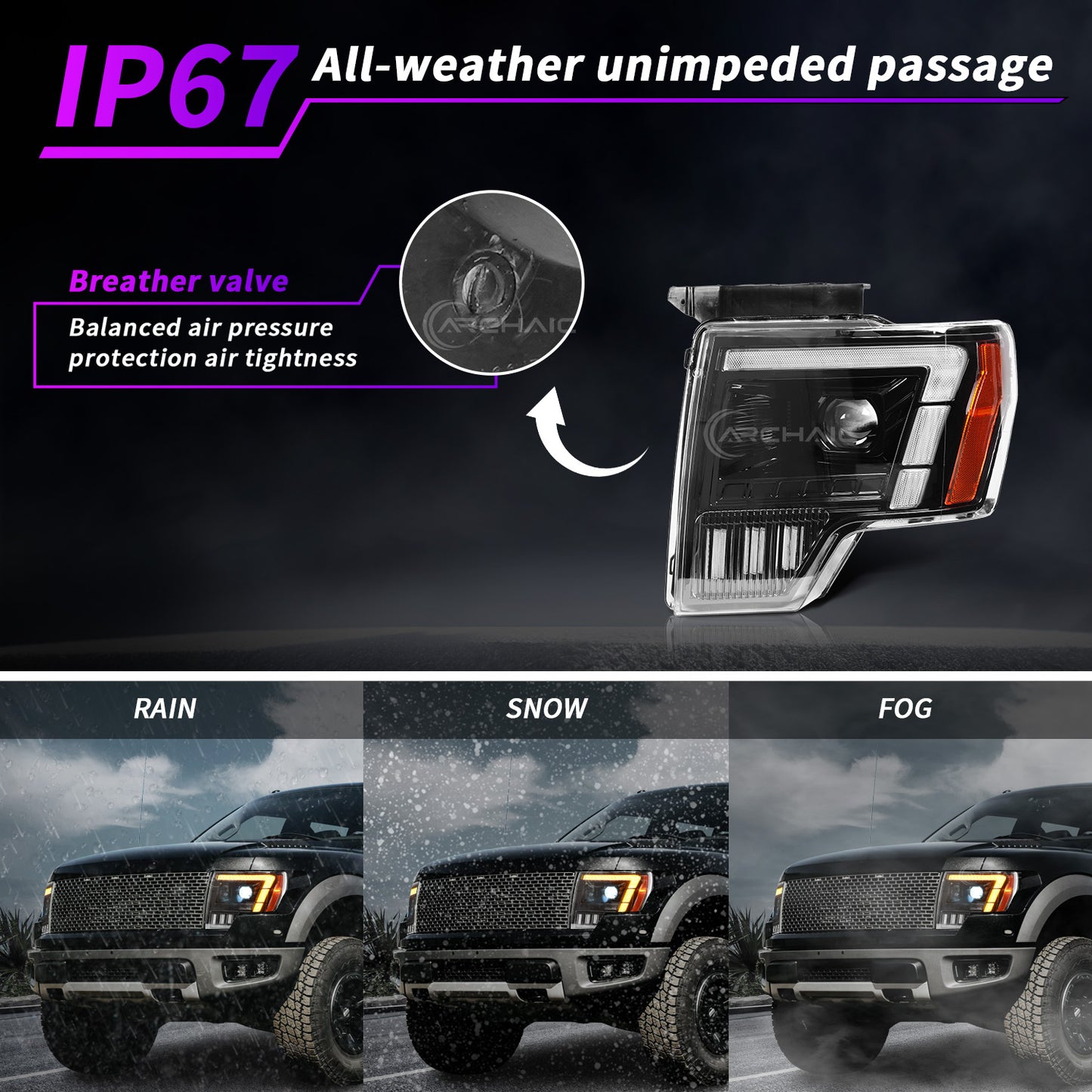 Full LED Headlights for 2009–2014 Ford F-150 & SVT Raptor | Amber/White DRL