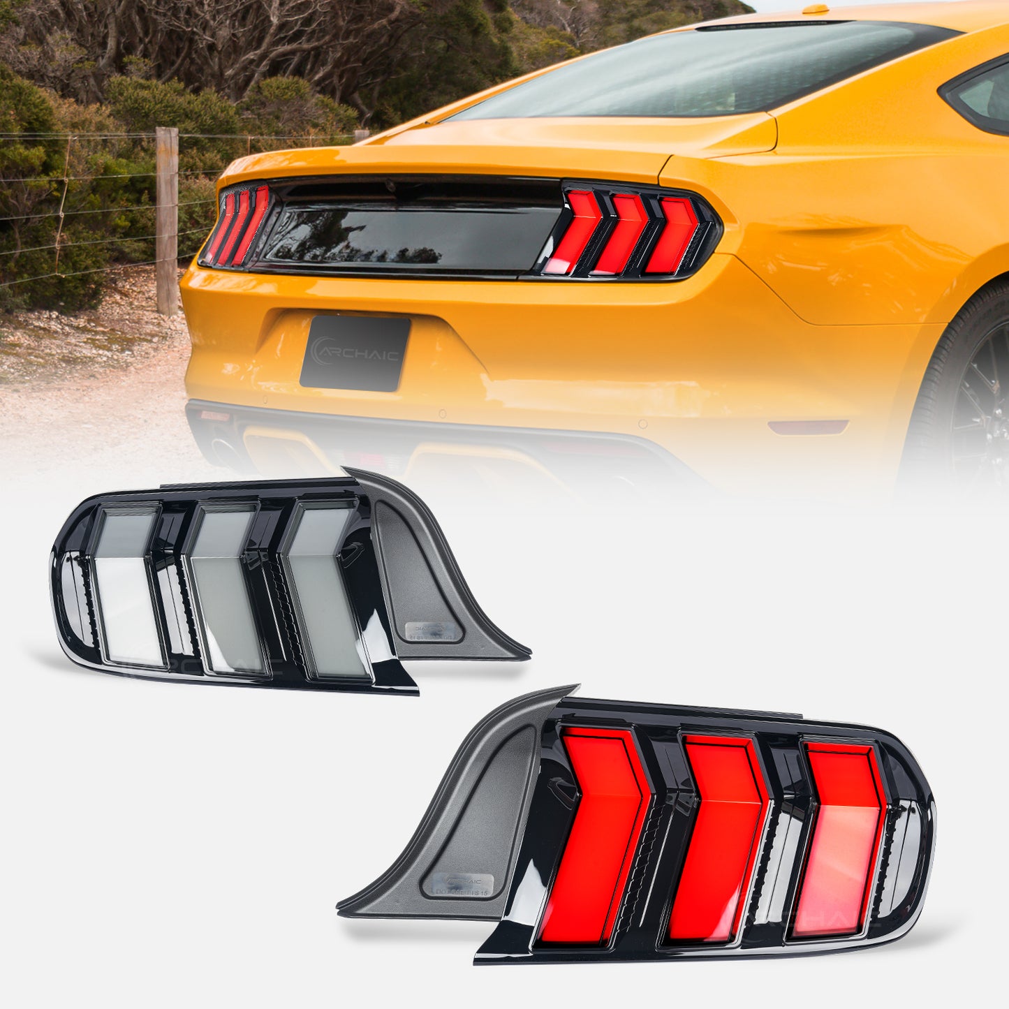 Tail Lights Assembly for 2015-2023 Ford Mustang Shelby GT350 GT500 Amber turn signal