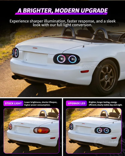 Archaic JDM Style LED Tail Lights for Mazda MX-5 Miata NB 1998–2005 | RGB Pair Upgrade