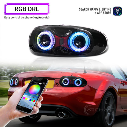 Archaic RGB LED Tail Lights for Mazda MX-5 Miata NA (1989-1997) with Reflectors | E-Mark Certified, APP Controlled, Plug & Play