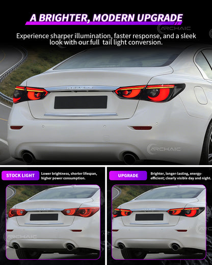 Archaic Full LED Tail Lights for Infiniti Q50 / Skyline V37 (2014–2017)