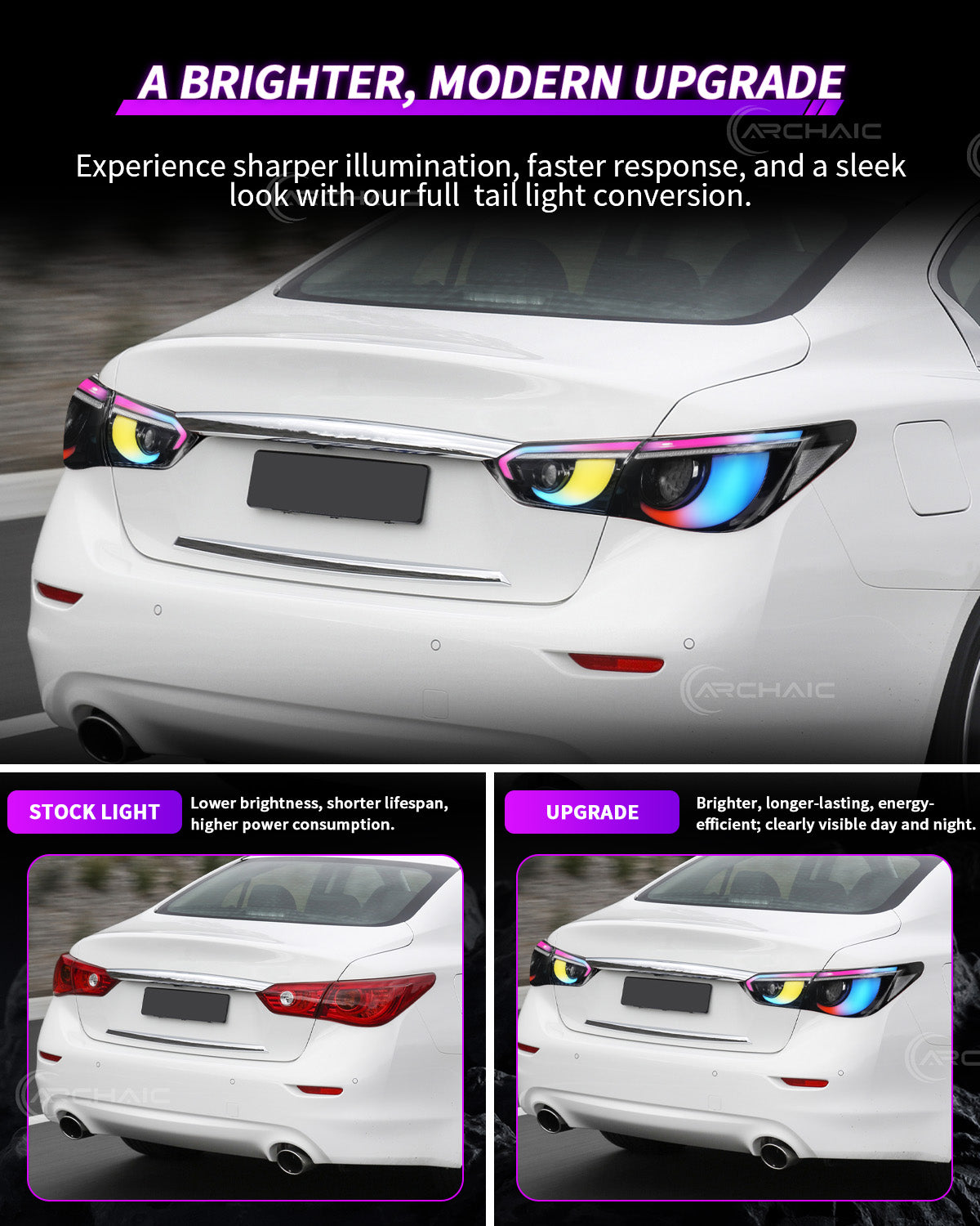 For INFINITI Q50 LED Tail Lights 2014-2017 | Skyline V37 Compatible | Sequential Turn Signal + Startup Animation + RGB Option | OEM Fitment Replacement