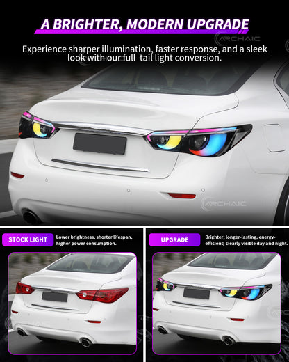 For INFINITI Q50 LED Tail Lights 2014-2017 | Skyline V37 Compatible | Sequential Turn Signal + Startup Animation + RGB Option | OEM Fitment Replacement