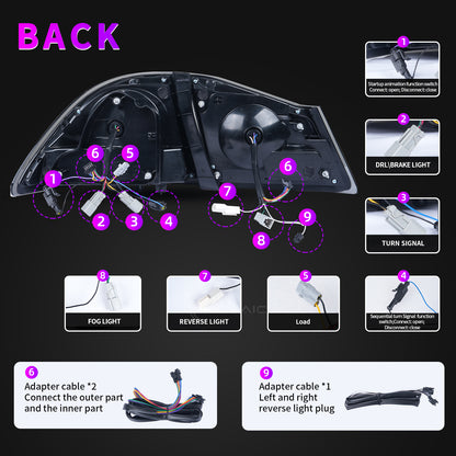 Diamond-Style LED Tail Lights for Honda Civic 2006–2011 | Startup Animation & Sequential Signals