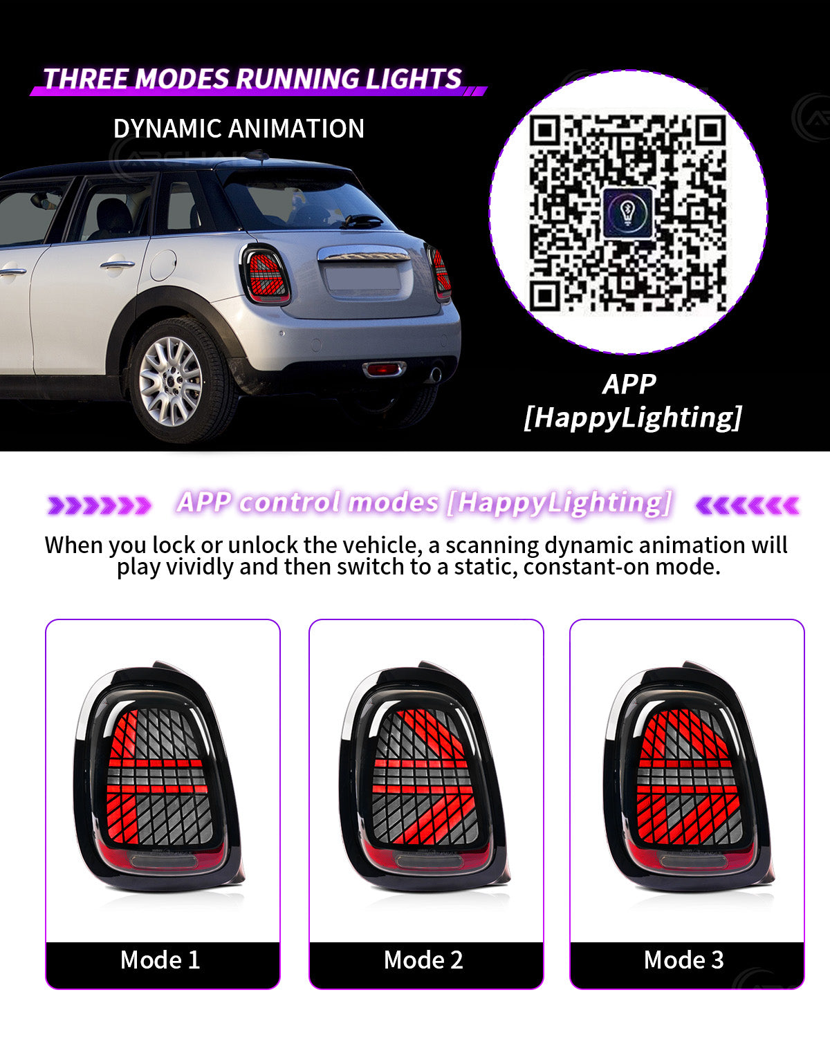 Mini Cooper F55 F56 F57 LED Tail Lights 2014–2024 | Sequential Turn Signal Rear Lamps by Archaic | Smoked & Red Options