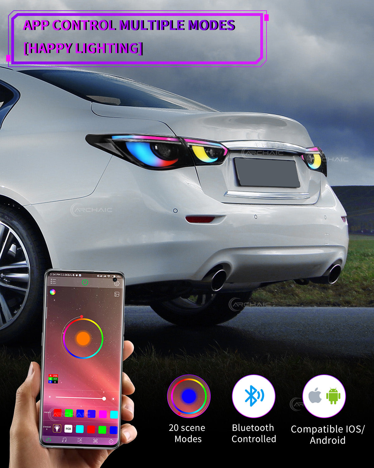 For INFINITI Q50 LED Tail Lights 2014-2017 | Skyline V37 Compatible | Sequential Turn Signal + Startup Animation + RGB Option | OEM Fitment Replacement