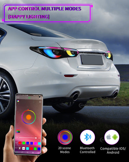 For INFINITI Q50 LED Tail Lights 2014-2017 | Skyline V37 Compatible | Sequential Turn Signal + Startup Animation + RGB Option | OEM Fitment Replacement