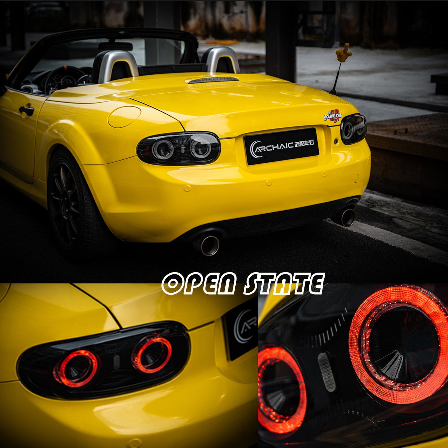 Close-up of Archaic LED tail lights for Mazda MX-5 NC