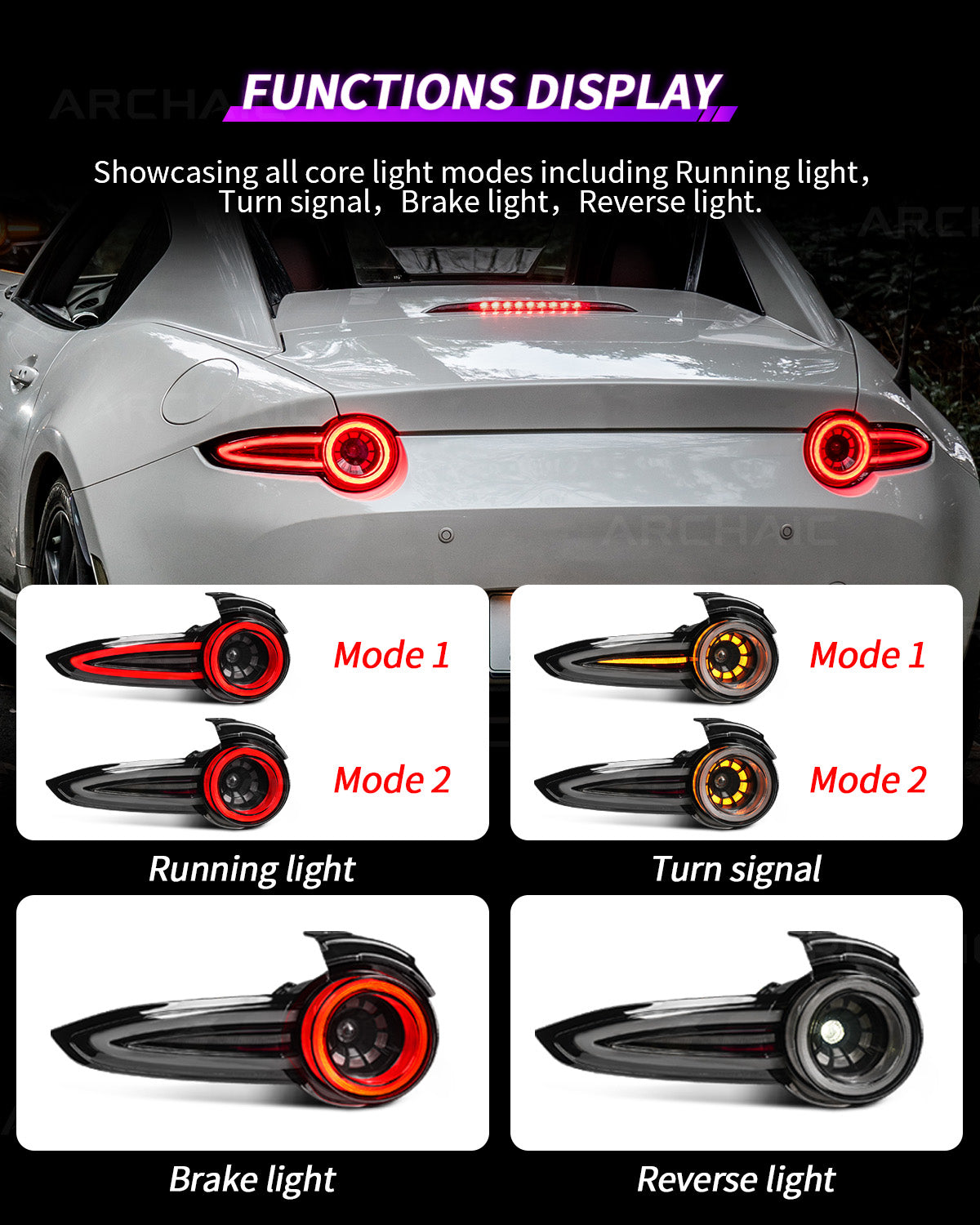 Archaic Reimagined Collection – ND MX-5 "Rotor Signature" LED Tail Lights (2016–Present)