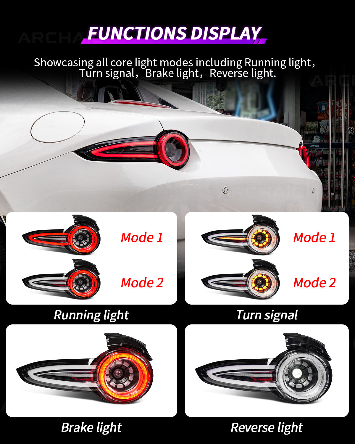 "Rotor Signature" Tail Lights for Miata MX-5 ND 2016-2026 | Archaic Reimagined Collection