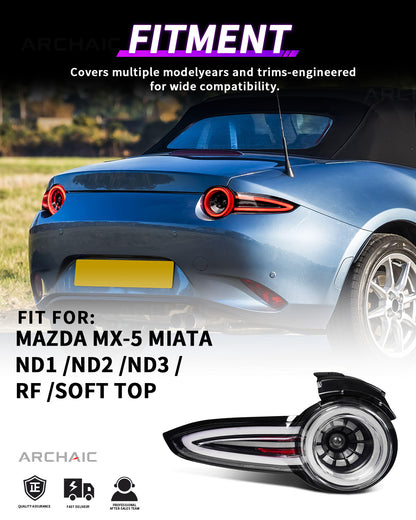"Rotor Signature" Tail Lights for Miata MX-5 ND 2016-2026 | Archaic Reimagined Collection