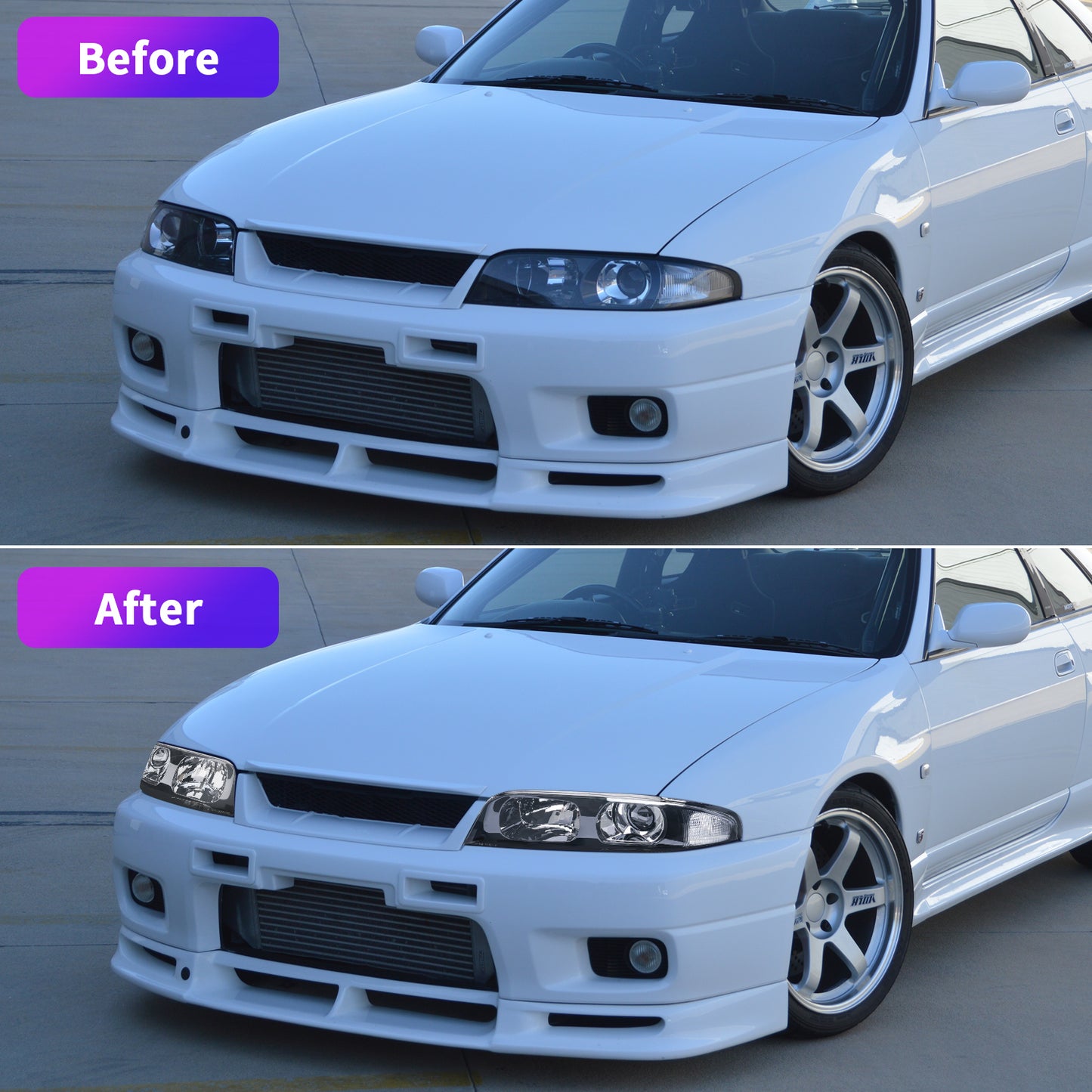 Nissan Skyline R33 GT-R 1995–1998 with Archaic LED Headlights after installation